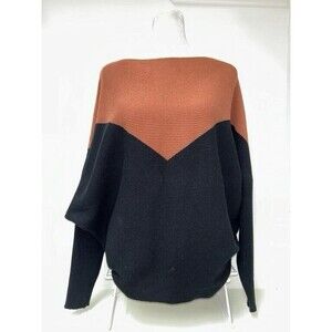 MAKARTHY Cashmere Wool Blend Dolman Sleeves Ribbed Knit Sweater Boat Neck SZ: OS